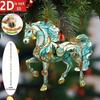 Fade-resistant Horse Pendant 2Pcs 2D Acrylic Animal Charm Christmas Wall Art Accessory Tree Door Window Hanging Ornament Automotive Decoration