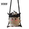 Handmade Aesthetic Car Decor Cute Crochet Ghost Ornaments, Mini Knitted Doll, Hanging Accessory Decorative Rearview Mirror for Auto Interior