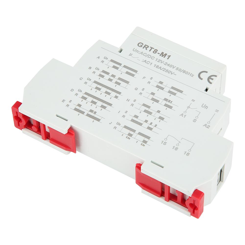 GRT8-M1 Multifunctional Delay Time Relay with 10 Functions DIN Rail Mount AC/ 12V~240V Multifunctional Delay Relay Delay Relay