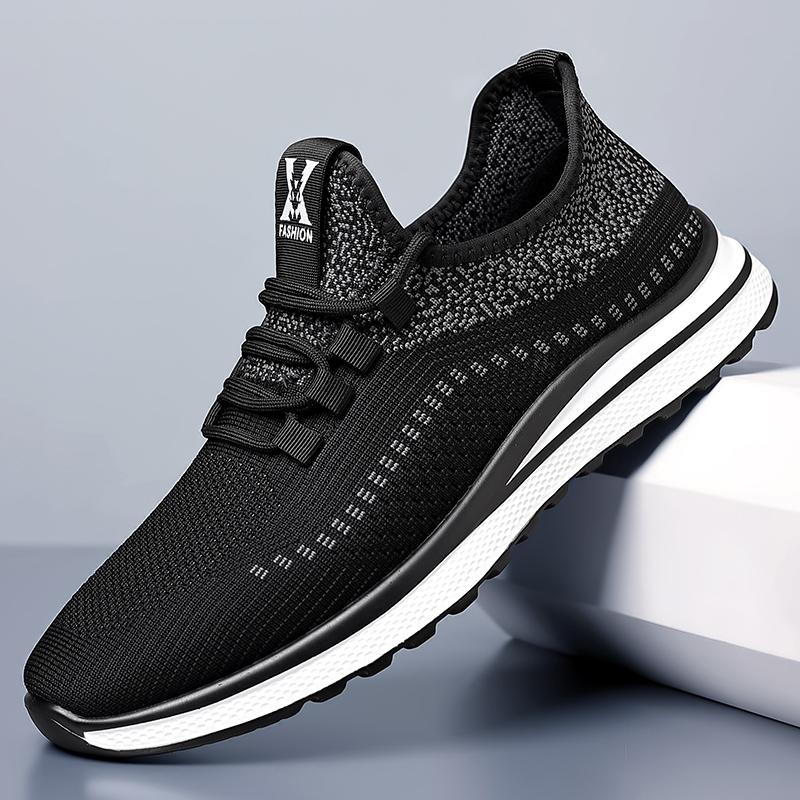 Men's Shoes, Fly-Woven Mesh Shoes, Breathable, Lightweight Casual Sports Shoes, Non-Slip Soft-Soled Running Shoes