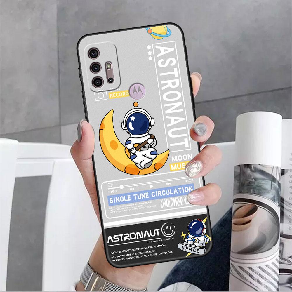 Modische Coole Astronauten-Hülle Für Motorola G30 G60 G9 Play ONE Fusion G8 G50 E6s G82 Edge 20 Pro G Stylus 2021 Weiche Handy-Capas