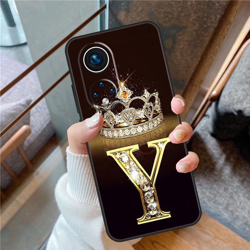 Letter Monogram Gold Marble Case For Honor Magic 5 Pro 50 70 90 Lite X6 X7 X8 X9 8X 9X Honor X7a X6a X8a X9a X9b Cover