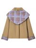 Chegada Nova Jaqueta Feminina Retrô Patchwork Xadrez Reversível Bordada Gola Naval