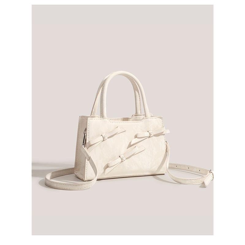 Pure Aesthetic Sweet Bow Decor Ladies Handbag, Luxury Texture Multiway Top Handle Crossbody Purse For Daily Matching