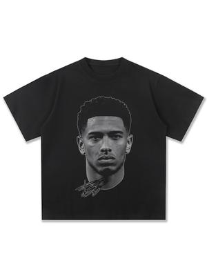 Summer Men's Popular Facial Print Round Neck T-shirt Casual Pure Cotton Football Fitness Soft Breathable Short Sleeved Shirt