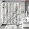 4-teiliges abstraktes Duschvorhang-Set mit rutschfester Badematte, Toilettendeckelbezug, Kontur-Teppich & 12 Haken, Badezimmerdekoration