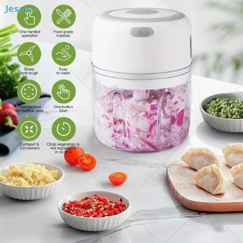 Mini Elektrischer Lebensmittelzerkleinerer - 100-250 ml Tragbarer Gemüse-Knoblauch-Mörser mit wiederaufladbarem Design