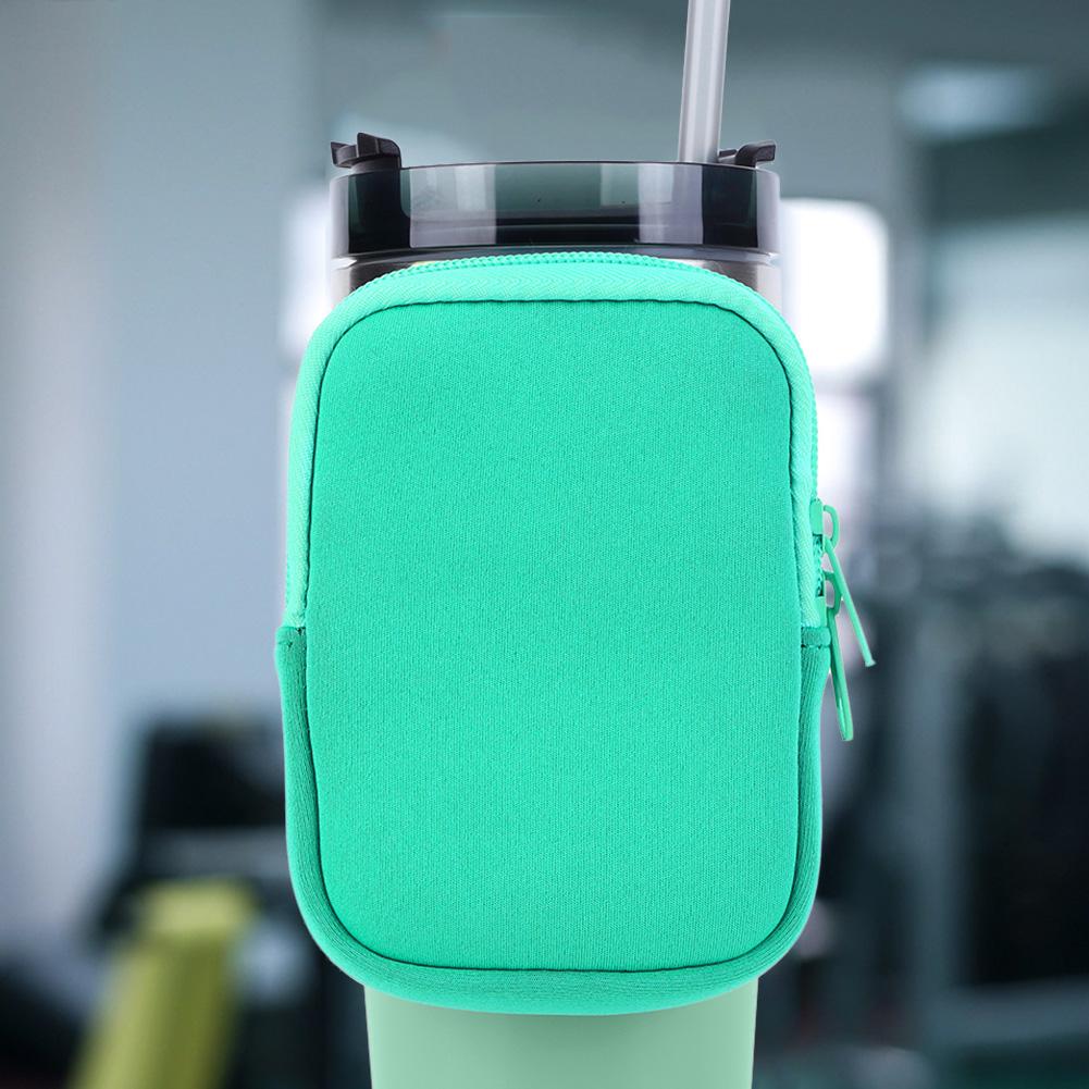 Husă pentru sticlă de apă pentru căni, de culoare solidă, geantă anti-alunecare, geantă multifuncțională pentru monede, chei, portofel, geantă pentru căști