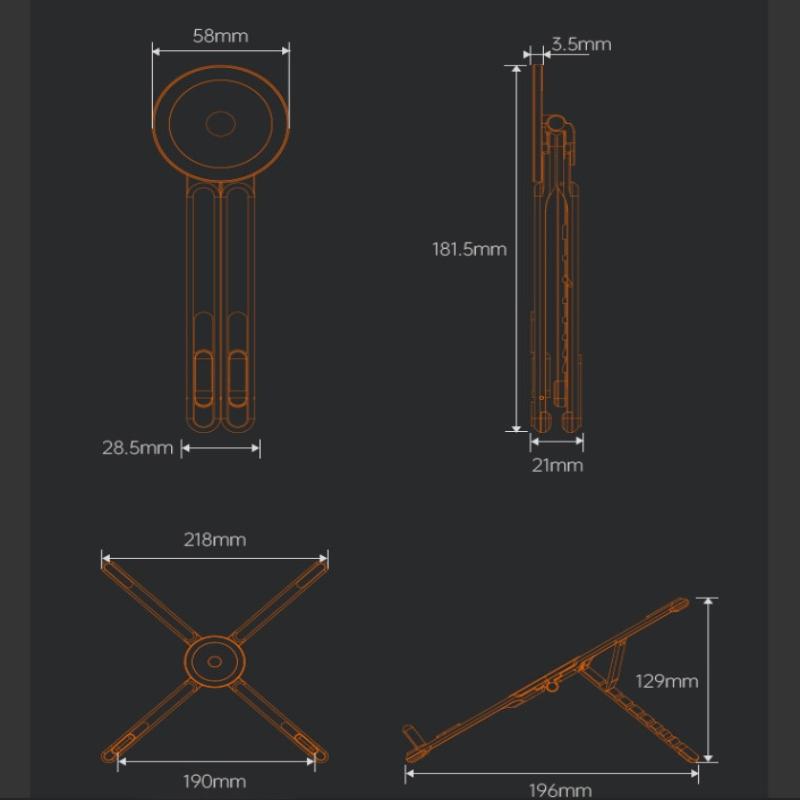Bærbar Foldbar Skrivebords Notesbog Magnetisk Stand Aluminium Legering Tablet Holder Universel Mobiltelefon Holder Justerbar