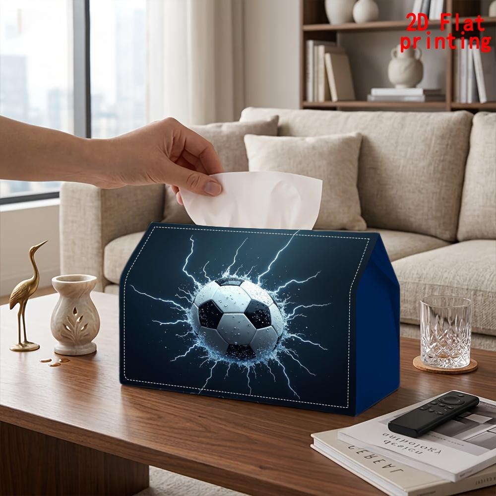2D Flat 1pc, Tissue Box. Soccer Lightning Pattern Napkin Dispenser, Reusable, Daily Desktop Tissue Organizer, Suitable for Kitchen Living Room Bedroom
