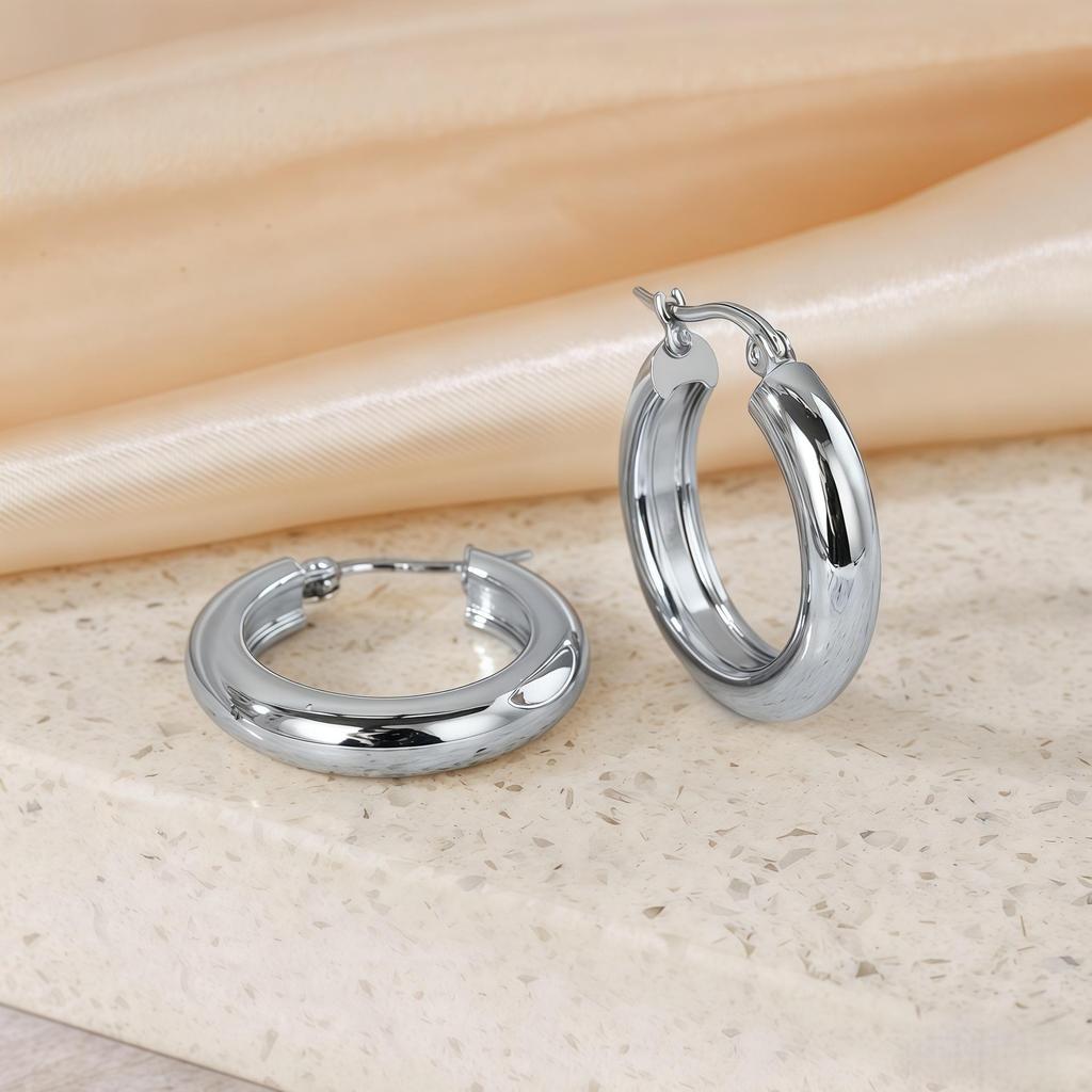 Titanium Steel Light Luxury Colorfast Hoop Earrings with High-End Feel