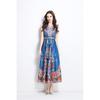 Summer Women Vintage Palace Print Designer Runway Dress V-neck Single Breasted Long Maxi Holiday Beach Boho Dresses with Belt