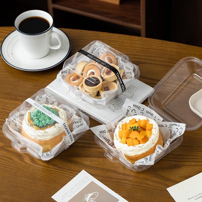 10/50 Piezas Utensilios de Cocina para Hornear Plástico Transparente Almeja Bento Caja para Pastel V2 Estética Caja de Embalaje para Tiramisú