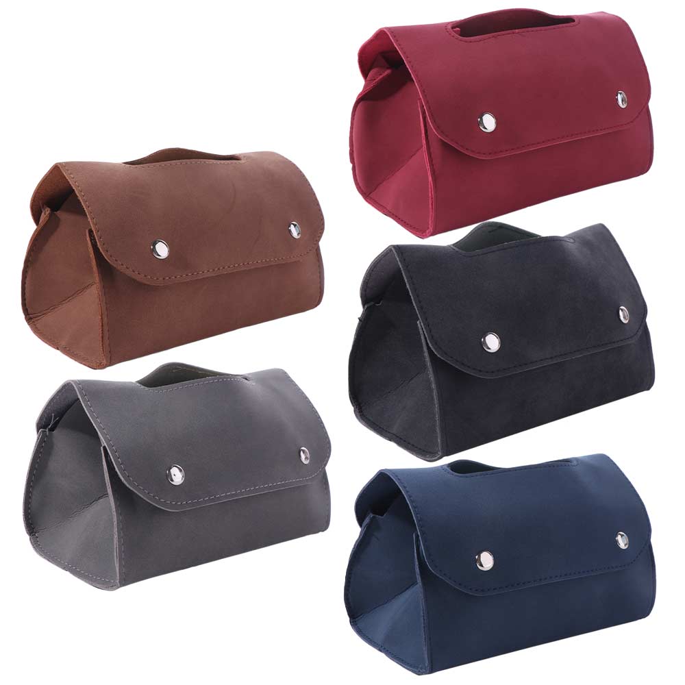 Portable Retro Table Tissue Box Decoration Leather Car Storage Box Environmentally Solid Color Napkin Holder Office