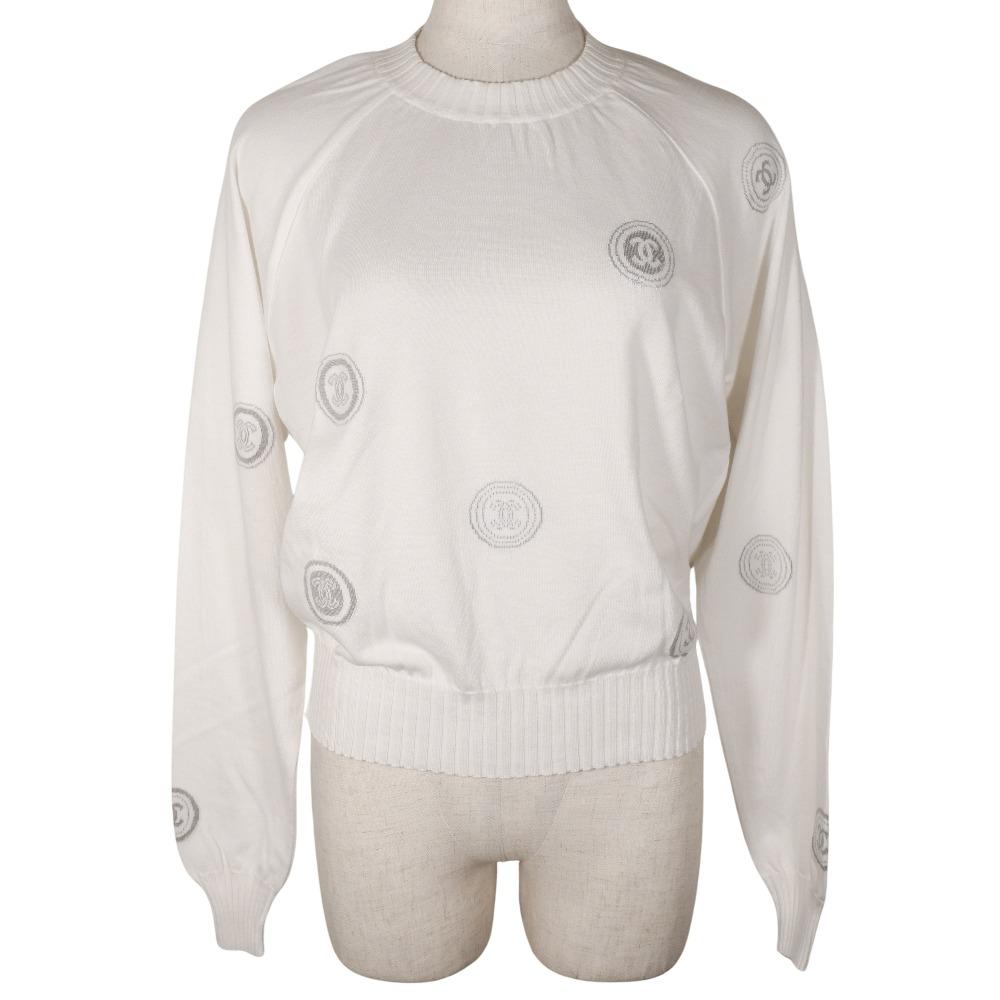 

CHANEL COCO Mark sweater P17664V00938 01P White cotton Women Used