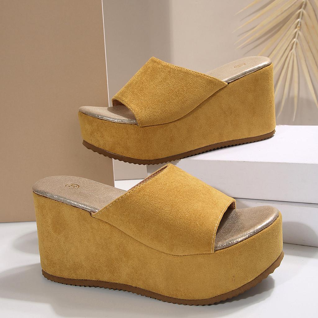 Suede Wedges Sandals Women's Platform Outdoor Plus Size 35-43 Thick Sole Summer Slippers Ladies Casual Slides Zapatos De Mujer