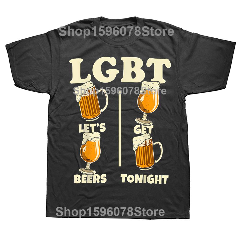 Vtipné LGBT Pojďme dnes na pivo Pivo 100% Bavlna Trička Pánská Móda Ležérní Tričko Volné Oversized Streetwear Tričko