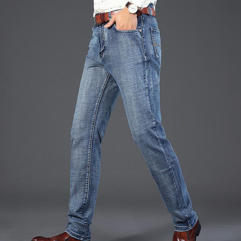 Men 'S Thin Jeans 2021 Summer New Style Business Casual Slim Fit Elastic Classic Style Trousers Sky Blue Pants Male Size28 -