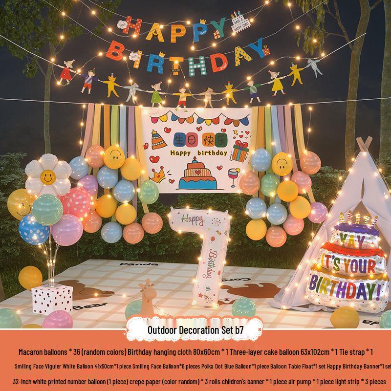 Xiaohongshu První narozeninová kempingová párty Balónky a banner pro děti