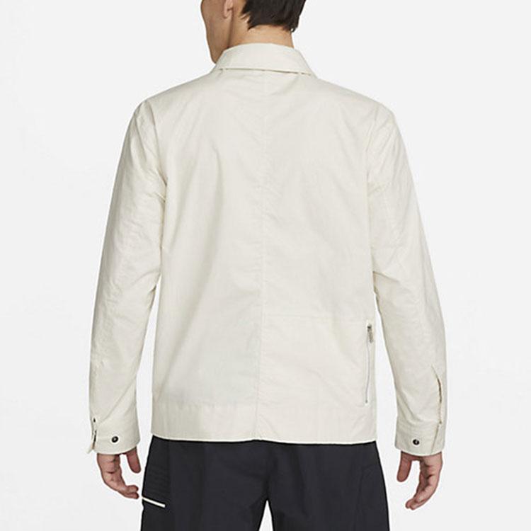 Nike Solid Color Interlock Placket Long Sleeve Shirt Men Tops White DM6640-104