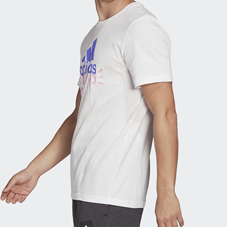 Adidas Graffiti Print Crew Neck T-Shirt Men Tops White FN1728