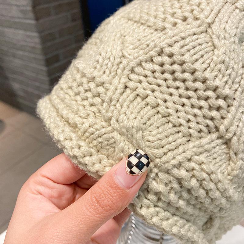 New Autumn and Winter Wool Ear Protection Hat Women's Fringed Velvet Thermal Cover Stacking Hat Casual Knitted Hat Cold Proof