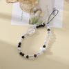 Laccetto per Telefono con Perline a Forma di Cuore Bianco e Nero per Donna - Elegante Catena Anti-Perdita