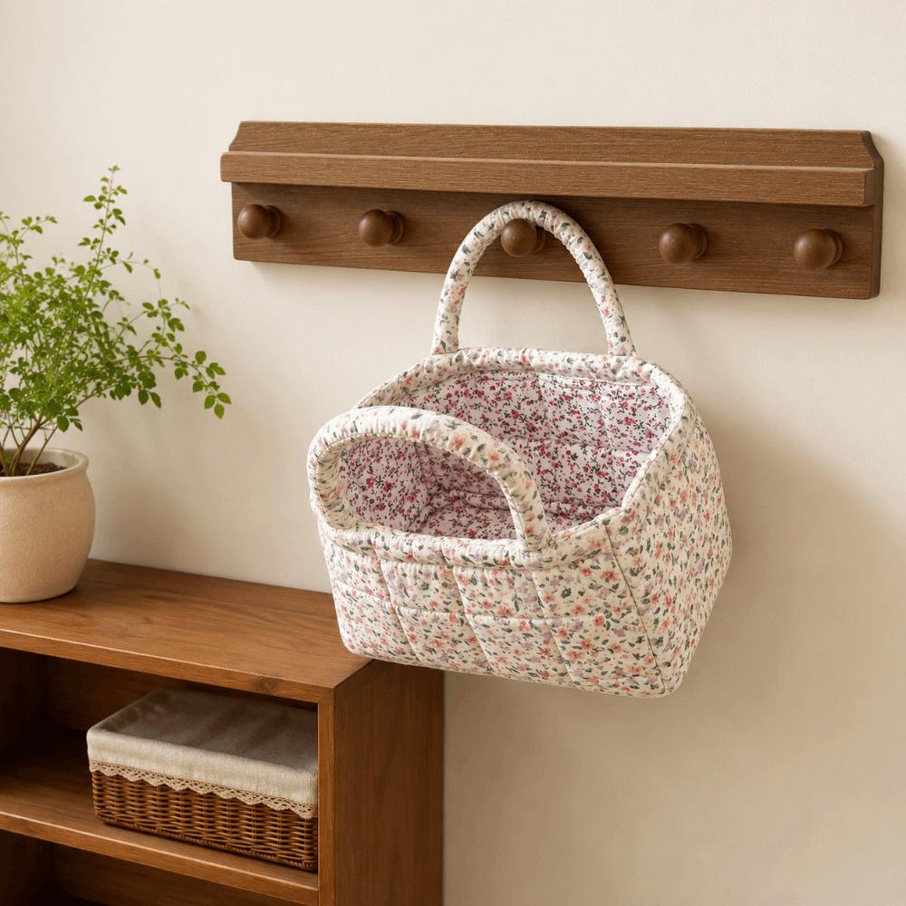 Open Top Quilted Storage Basket Quilted Laundry Basket With Handles  Desktop Organization