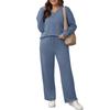 Tenues deux pièces pour femmes Décontractées Automne Tenues d'intérieur Sweatshirts Manches longues Col en V Pantalons larges Ensembles assortis