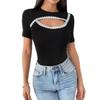 Women's Summer Decoration Decal Round Neck Short Sleeve Fashion T-shirt Top
