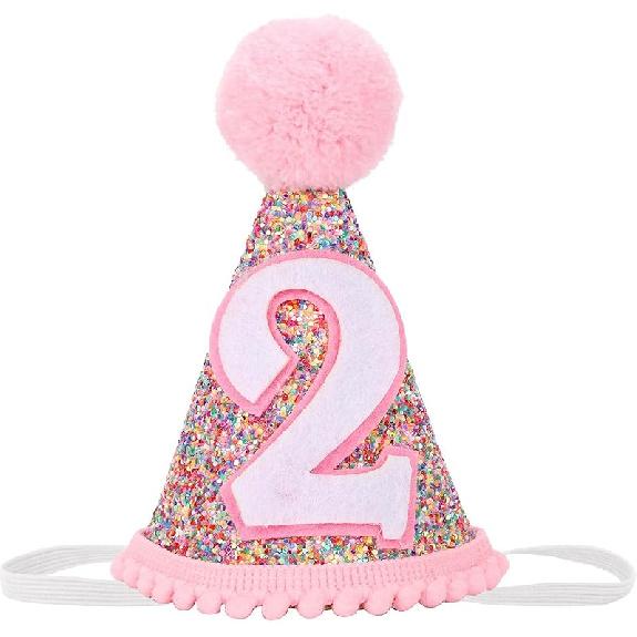 Rainbow Cone Birthday Hat, Glitter Birthday Hat, Perfect Birthday Party Decoration for Boys and Girls