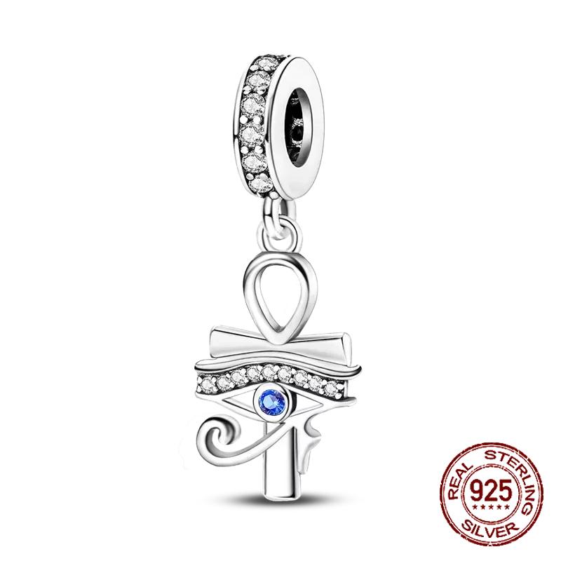 Inlaid Zircon Charm Beads Copper Color Love Heart Snake Dangle Fit Original Bracelet Charms Pendant Jewelry