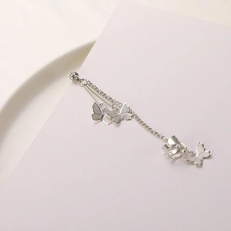 

Корейские минималистичные клипсы на ухо с кисточками-бабочками, не требующие прокола, для женщин