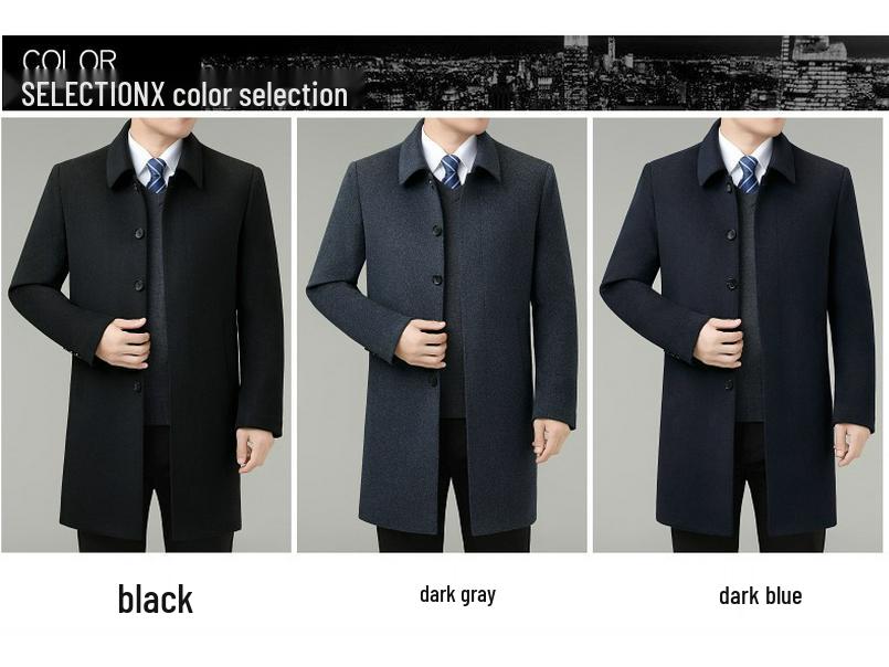 Men's Double-Faced Wool Trench Coat with Down Liner