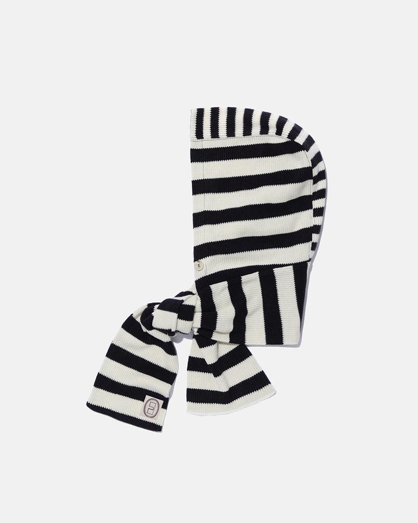 Kalagteo Striped Knit Balaclava Muffler / Ivory Black