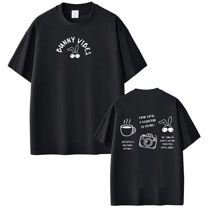 Singer Bad Bunny Pop Music Fashion Print Tshirt Men Women Harajuku Tshirt Shortsleeved Casual Cotton Hiphop Tees Streetwear