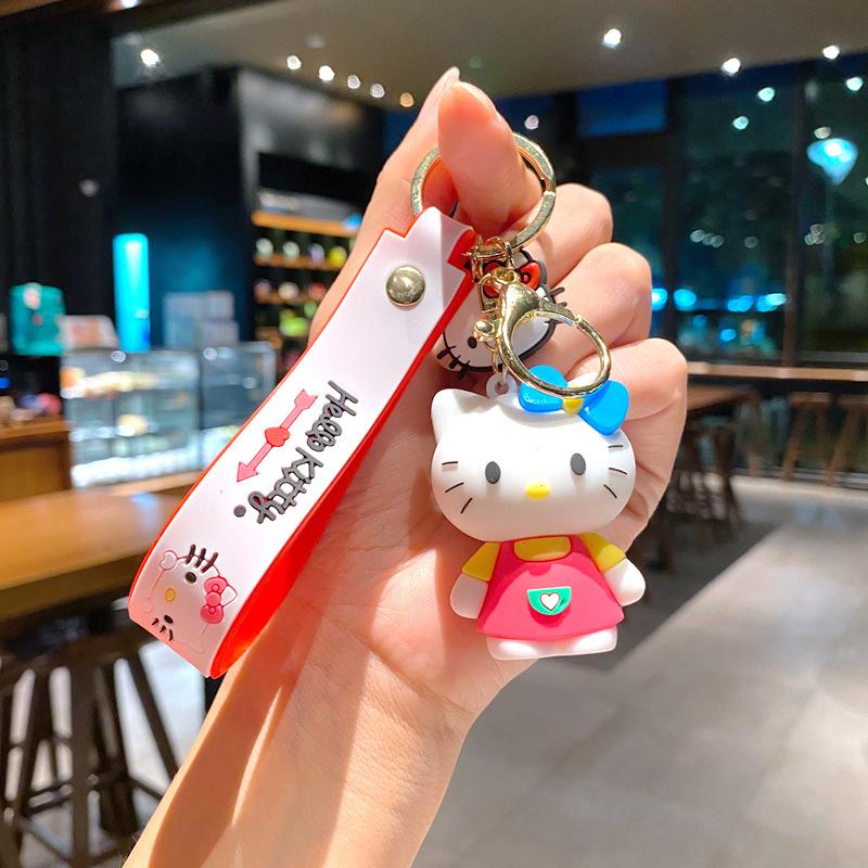Creative Cartoon Teacup Kt Cat Keychain Hello Kitty Cute Pendant Schoolbag Pendant Girl Student Pendant large