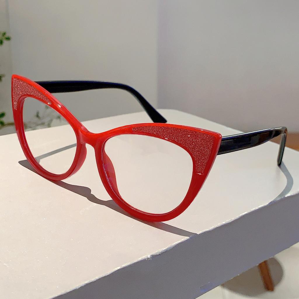 Colorful Trends Bling Frame Women Popular Fashion Cat Eye Eyeglasses Stylish Brand Decoration Po Ladies Glasses