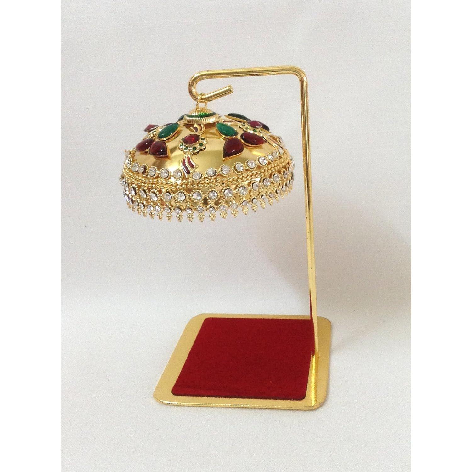 

Металлический зонт Чхатра для идола Бога – Декоративный Чхатри с подвесными кристаллами для приборной панели автомобиля, офисного стола