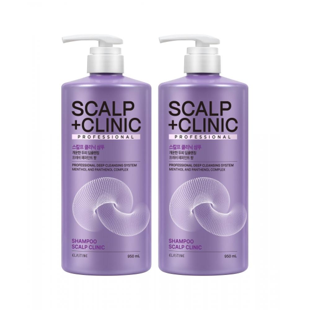 Elastine Scalp Clinic Mildly Acidic Scalp Deep Cleansing Shampoo Fresh Peppermint Fragrance  950 Ml X 2 NONE