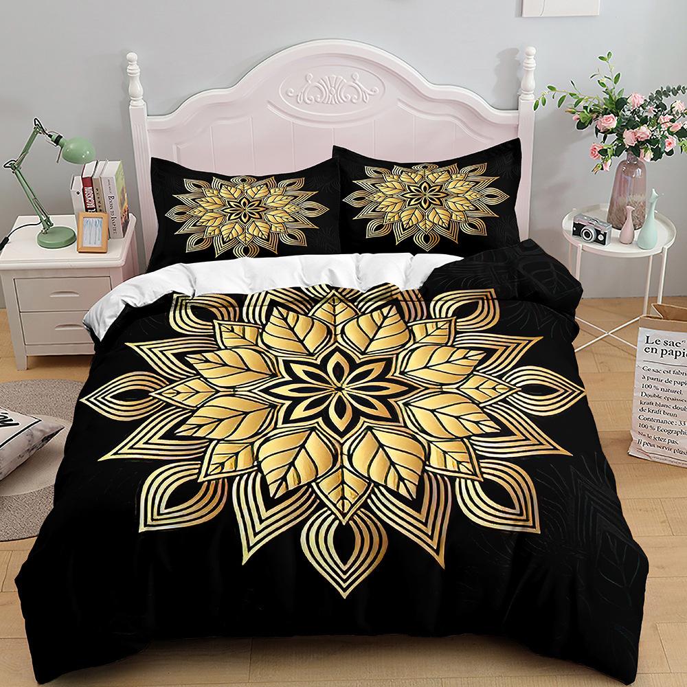 Bohemian Print Quilt Set Three-Piece, Home Textile Bedding