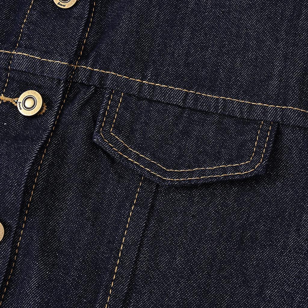 Temu Women's Small Deep Blue Denim Jacket – Fragrance Style, New Spring/Autumn Casual Round Neck Top