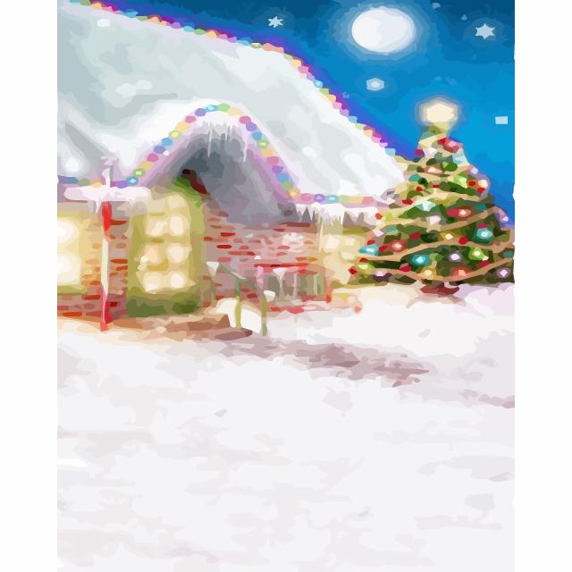 Malen Nach Zahlen Set Weihnachten – 40x50 Cm, Snow View, Leinwand, Mit Pinseln & Farben
