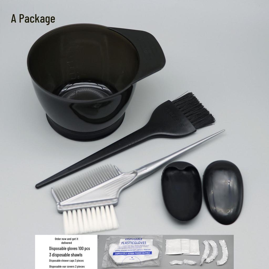 Kit de coloration capillaire: Châle, Bol de teinture, Peigne, Brosse douce, Cache-oreilles, Articles professionnels pour cheveux.