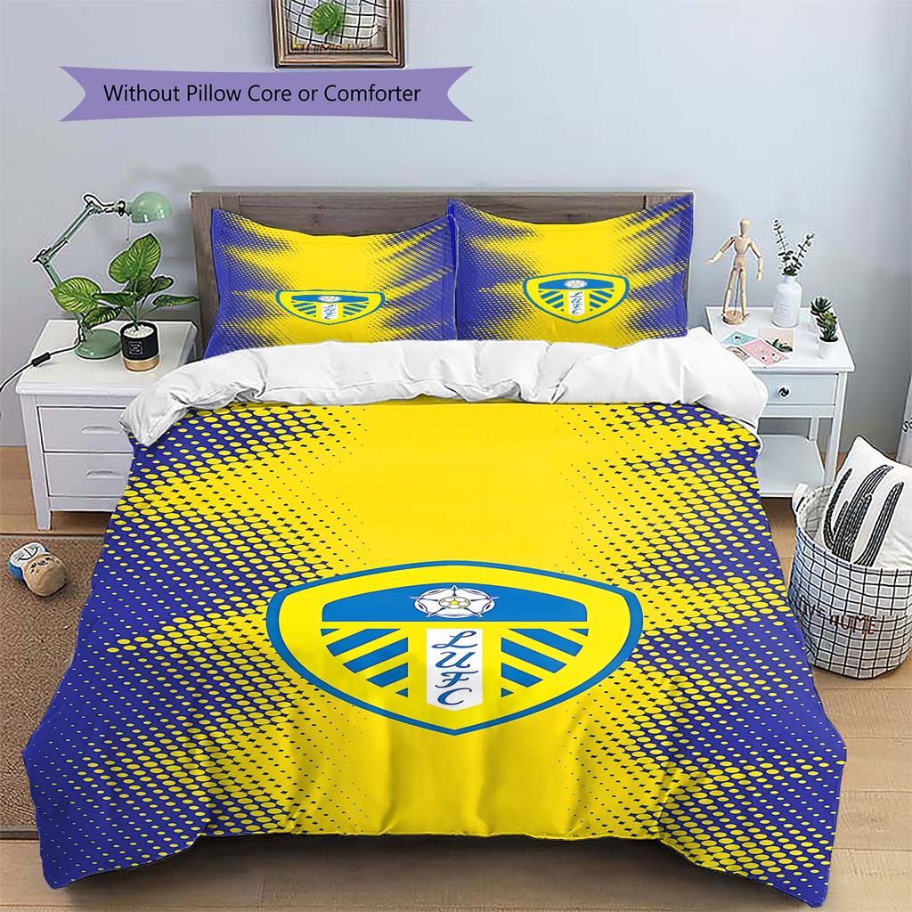Leeds United F.C Pattern Bedding,Quilt Set Quilt Cover Pillowcase Home Birthday Gift(1 * duvet cover + 2 * pillowcase, without core)