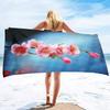 Pink Cherry Blossoms Sand Free Beach Towel Oversized Absorbent Bath Towel Large Hand Towels for Swimming Bathroom Spa Pool
