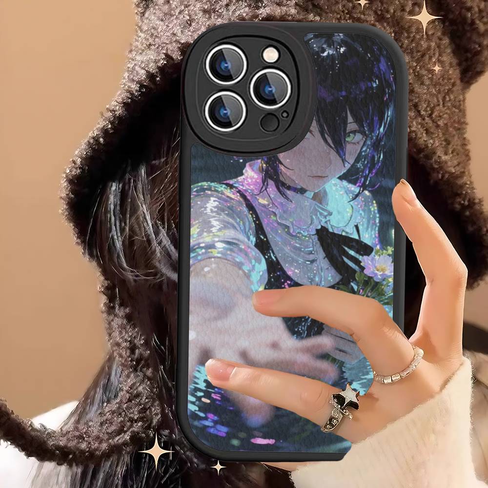 

Reze Chainsaw Man For IPhone 16 15 14 13 12 11 Pro Max Plus Shockproof Leather Soft Phone Cover iPhone 14 plus