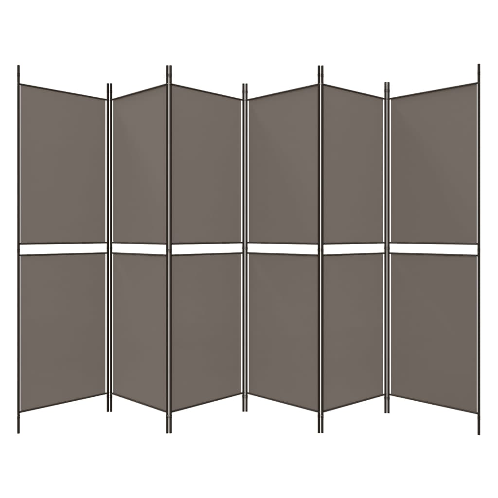 6 Piece Anthracite Room Divider 300 X 180 Cm Fabric