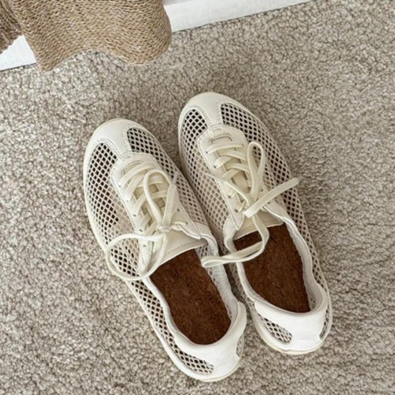 Niche retro mesh ballet summer new women's hollow breathable inner height-increasing mesh shoes