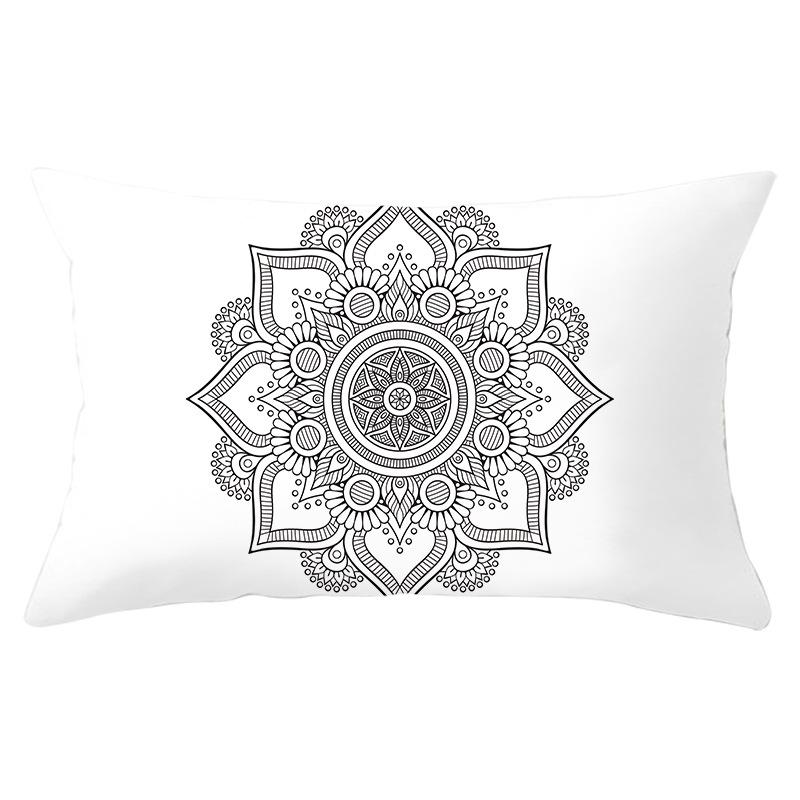 Home Geometric Peach Skin Waist Pillow Case Nordic Style Sofa Printed Pillow Case Office Lumbar Pillow